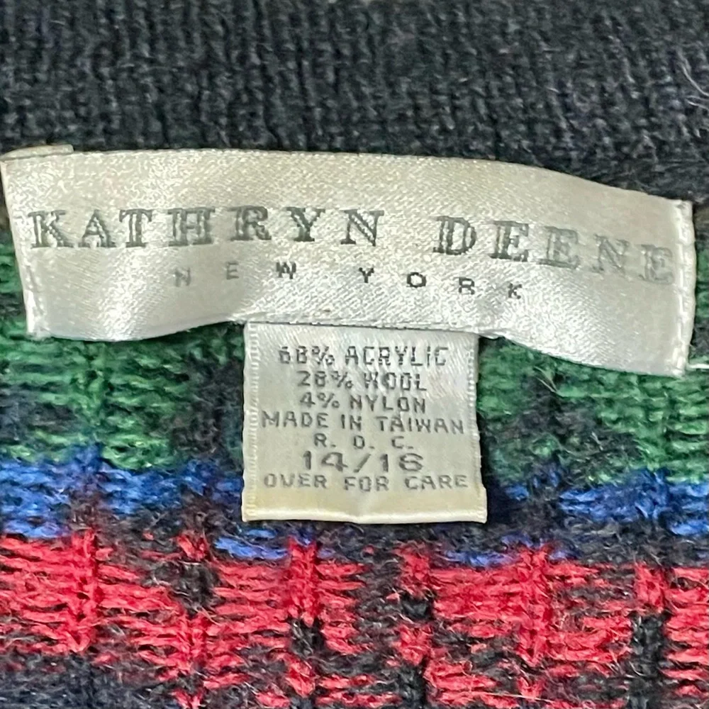 Vintage 1990s Kathryn Deene New York Wool Blend Western Knit Cardigan - Picture 8 of 12